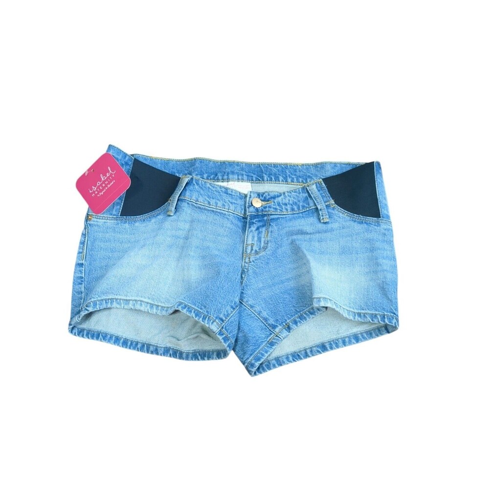 Isabel Maternity Jean Shorts Size 2 Women New Side Elastic Midi Short